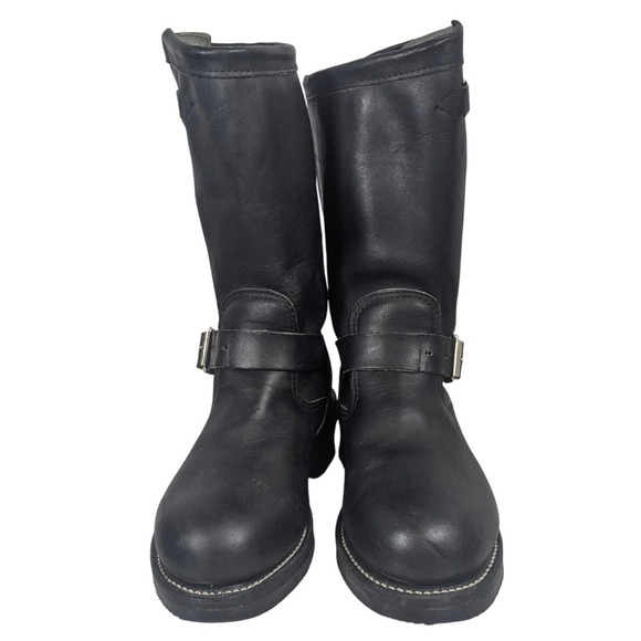 Chippewa Vtg Steel Toe Engineer Boots Black Leather Motorcycle Boots Mens Sz 5 M - Picture 4 of 7